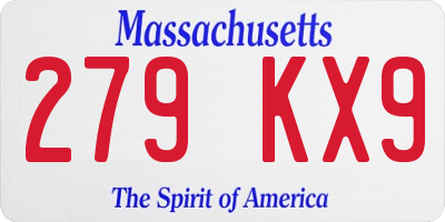 MA license plate 279KX9