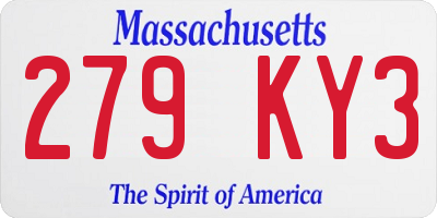 MA license plate 279KY3