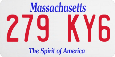 MA license plate 279KY6
