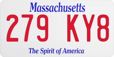 MA license plate 279KY8