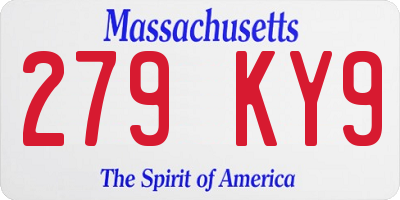 MA license plate 279KY9