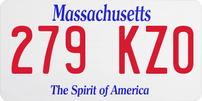 MA license plate 279KZ0