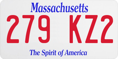 MA license plate 279KZ2