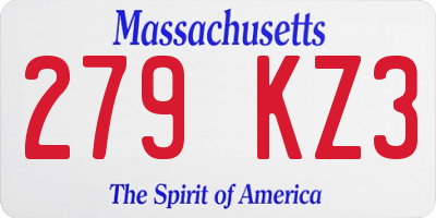 MA license plate 279KZ3