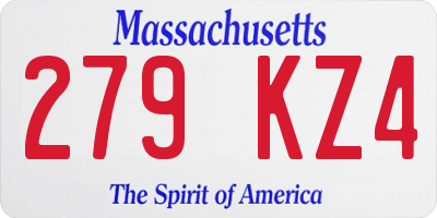 MA license plate 279KZ4