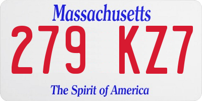 MA license plate 279KZ7