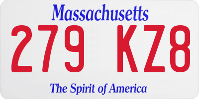 MA license plate 279KZ8
