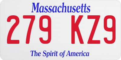 MA license plate 279KZ9