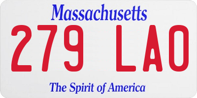 MA license plate 279LA0