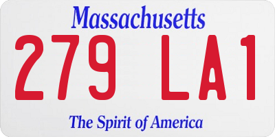 MA license plate 279LA1