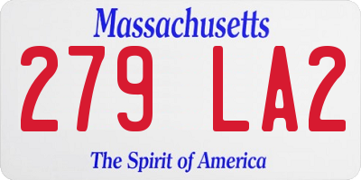 MA license plate 279LA2