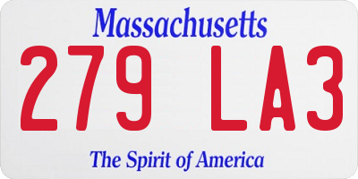 MA license plate 279LA3