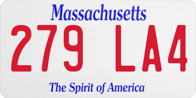 MA license plate 279LA4