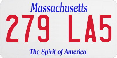MA license plate 279LA5