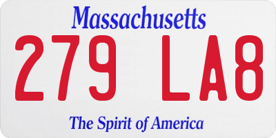 MA license plate 279LA8