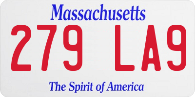 MA license plate 279LA9