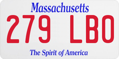 MA license plate 279LB0