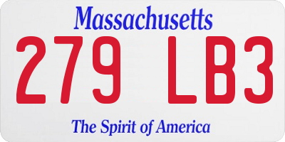 MA license plate 279LB3