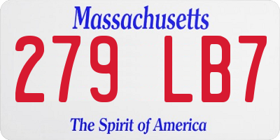 MA license plate 279LB7