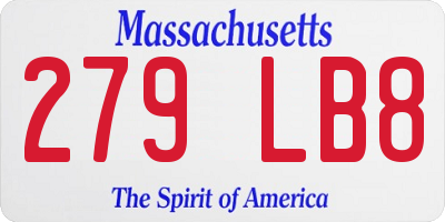 MA license plate 279LB8