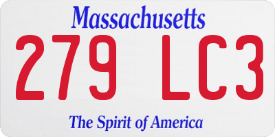 MA license plate 279LC3