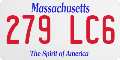 MA license plate 279LC6