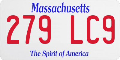 MA license plate 279LC9