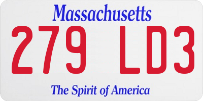 MA license plate 279LD3
