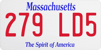 MA license plate 279LD5