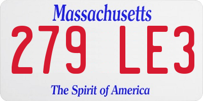 MA license plate 279LE3