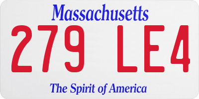 MA license plate 279LE4