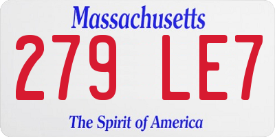 MA license plate 279LE7