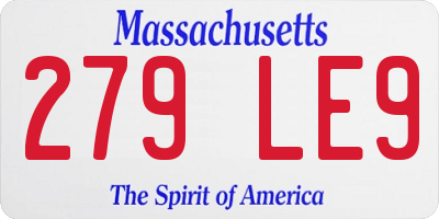 MA license plate 279LE9