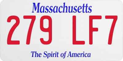 MA license plate 279LF7