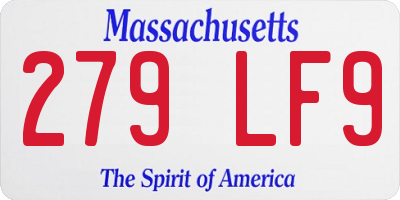 MA license plate 279LF9