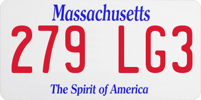MA license plate 279LG3