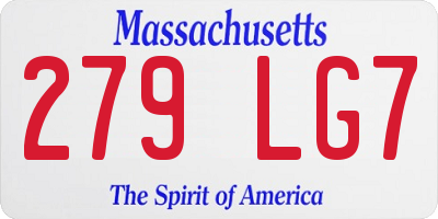 MA license plate 279LG7