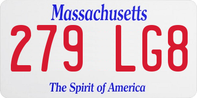 MA license plate 279LG8