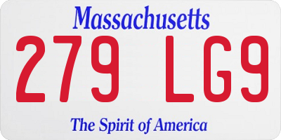 MA license plate 279LG9