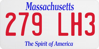 MA license plate 279LH3