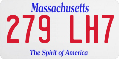 MA license plate 279LH7