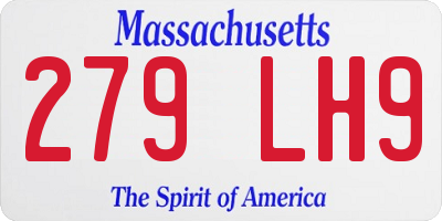 MA license plate 279LH9
