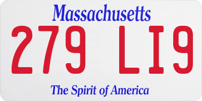 MA license plate 279LI9
