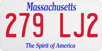 MA license plate 279LJ2