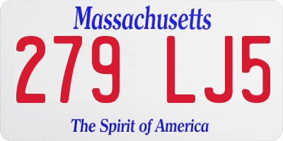 MA license plate 279LJ5