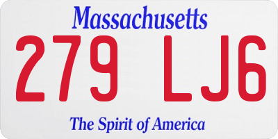 MA license plate 279LJ6