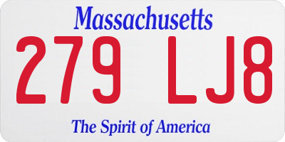 MA license plate 279LJ8