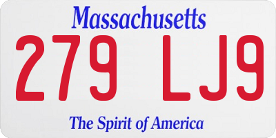MA license plate 279LJ9