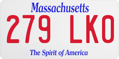 MA license plate 279LK0