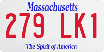 MA license plate 279LK1